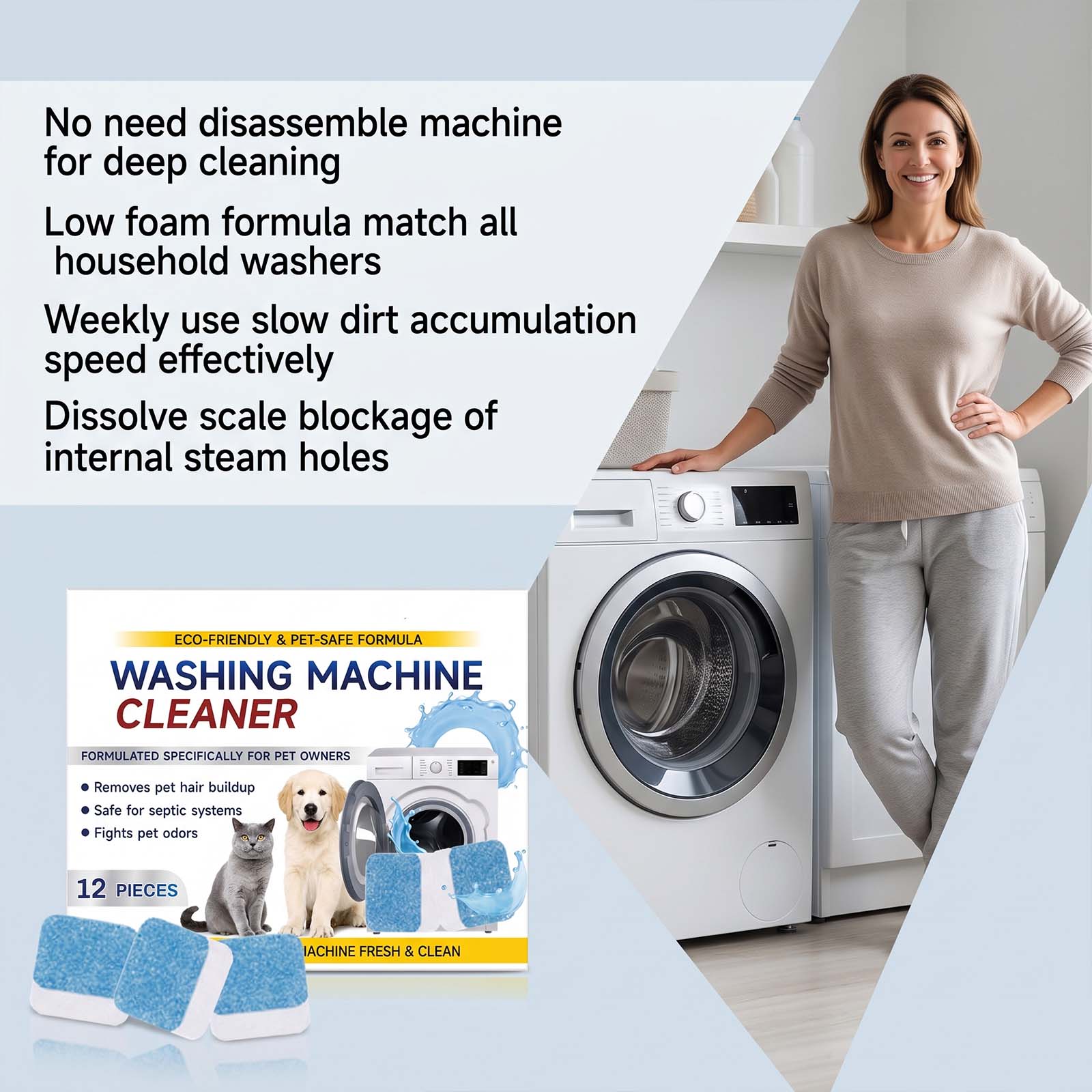 Washing Machine Cleaning Tablet No Disassembly Dissolve Lint Dirt Odor Inner Barrel Cleanser