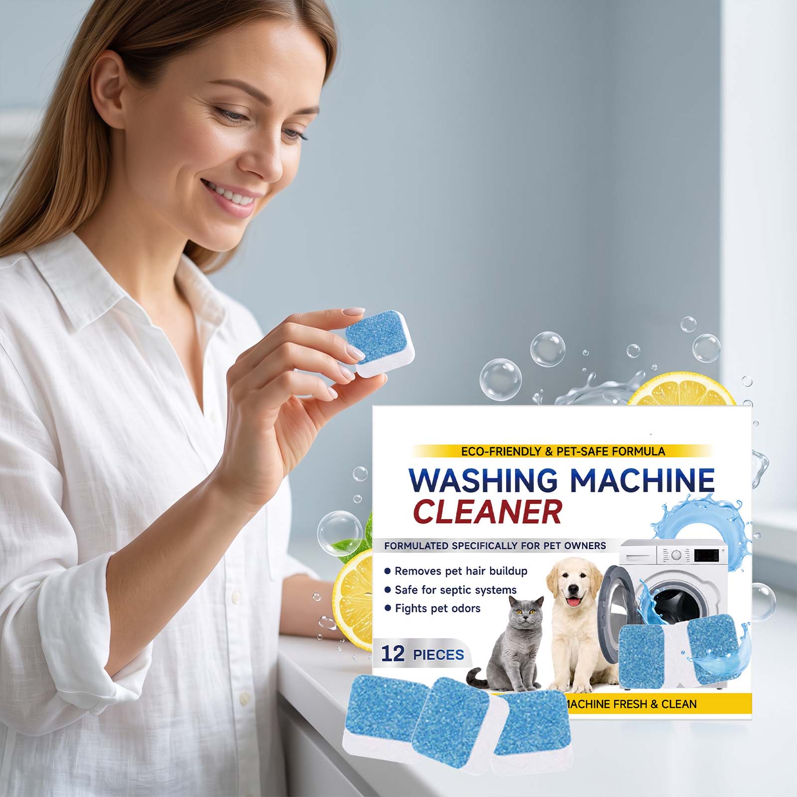 Washing Machine Cleaning Tablet No Disassembly Dissolve Lint Dirt Odor Inner Barrel Cleanser