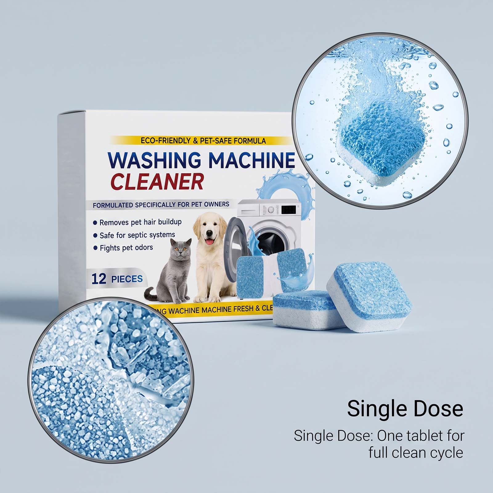 Washing Machine Cleaning Tablet No Disassembly Dissolve Lint Dirt Odor Inner Barrel Cleanser