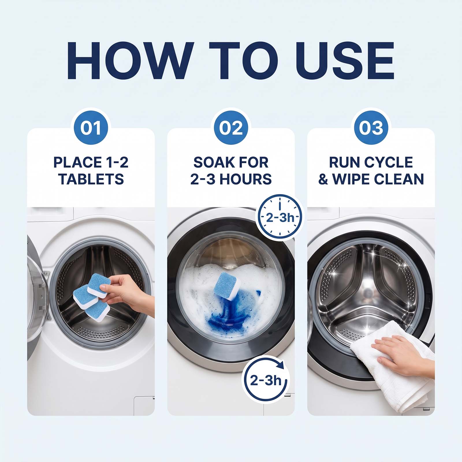 Washing Machine Cleaning Tablet No Disassembly Dissolve Lint Dirt Odor Inner Barrel Cleanser