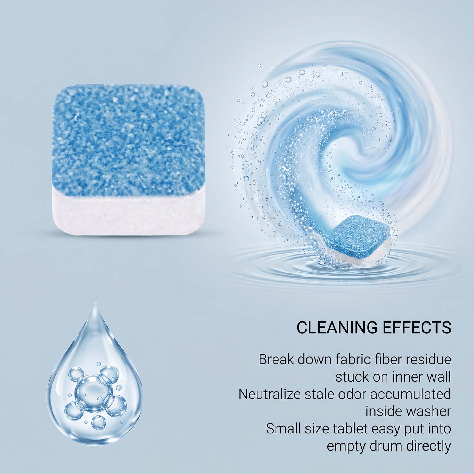 Washing Machine Cleaning Tablet No Disassembly Dissolve Lint Dirt Odor Inner Barrel Cleanser