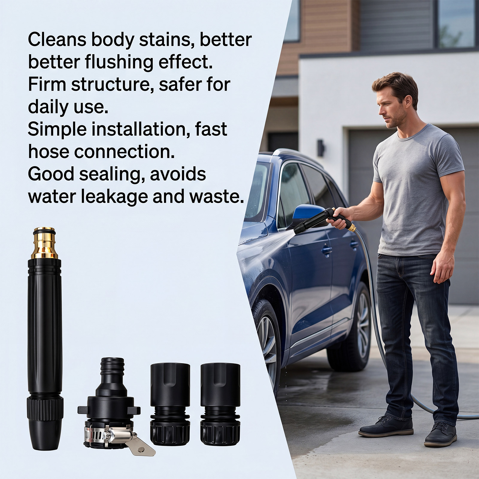 High Pressure Car Washing Water Gun Rotatable Adjustable Multiflow Mode Strong Water Jet Clean Automobile Body Stains