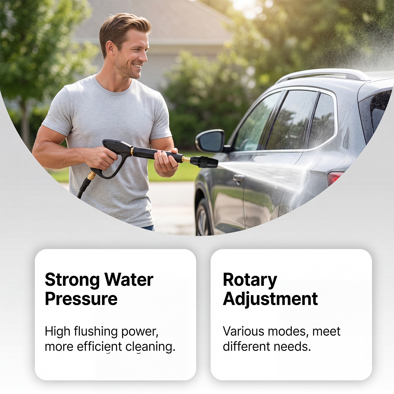 High Pressure Car Washing Water Gun Rotatable Adjustable Multiflow Mode Strong Water Jet Clean Automobile Body Stains