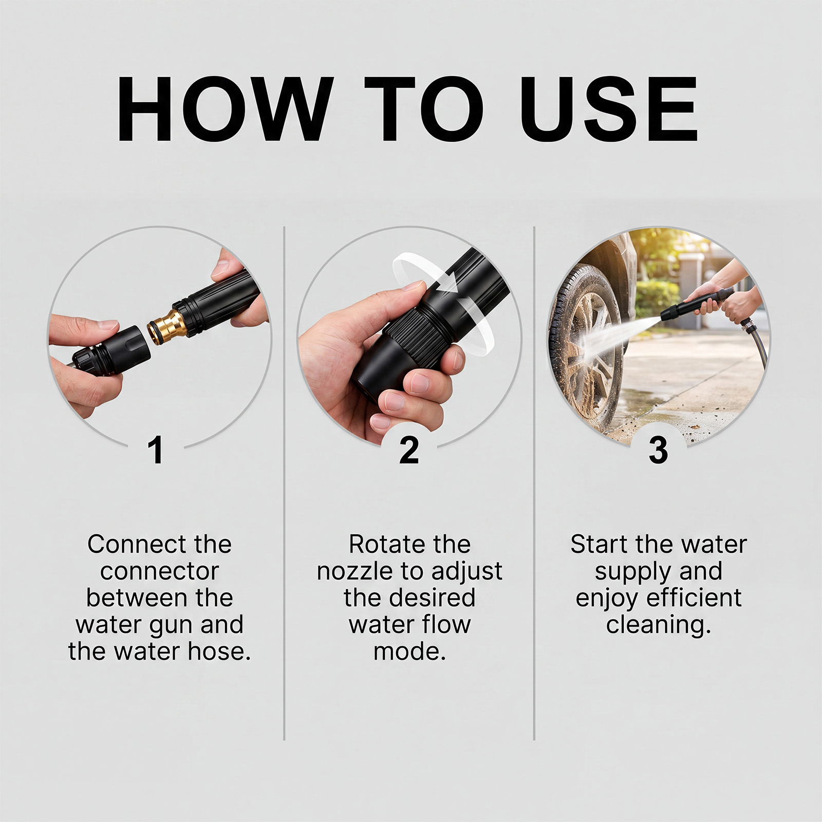 High Pressure Car Washing Water Gun Rotatable Adjustable Multiflow Mode Strong Water Jet Clean Automobile Body Stains