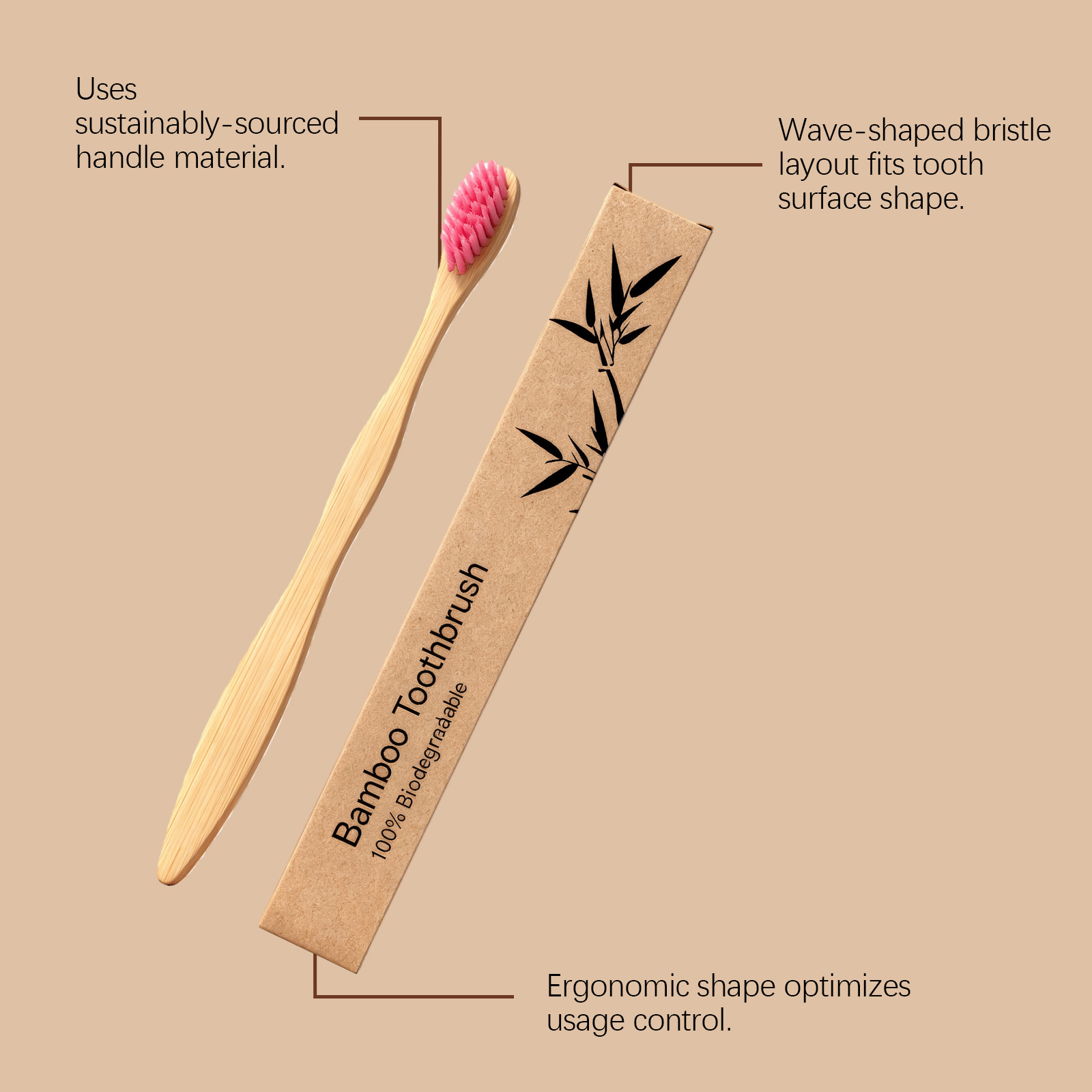 Bamboo Toothbrush Wavy Shape Soft Brush Head Daily Teeth Cleaning Household Oral Care Common Home Use Gentle Tooth Washing