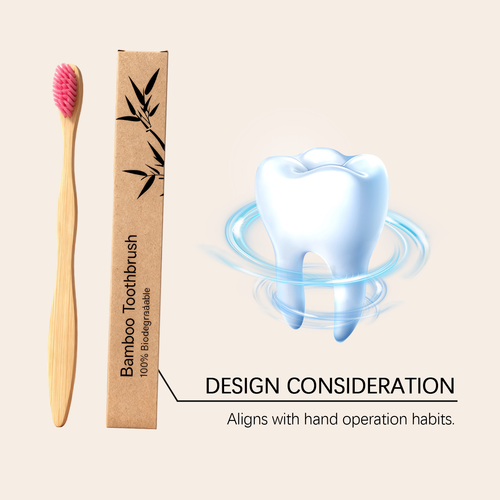 Bamboo Toothbrush Wavy Shape Soft Brush Head Daily Teeth Cleaning Household Oral Care Common Home Use Gentle Tooth Washing