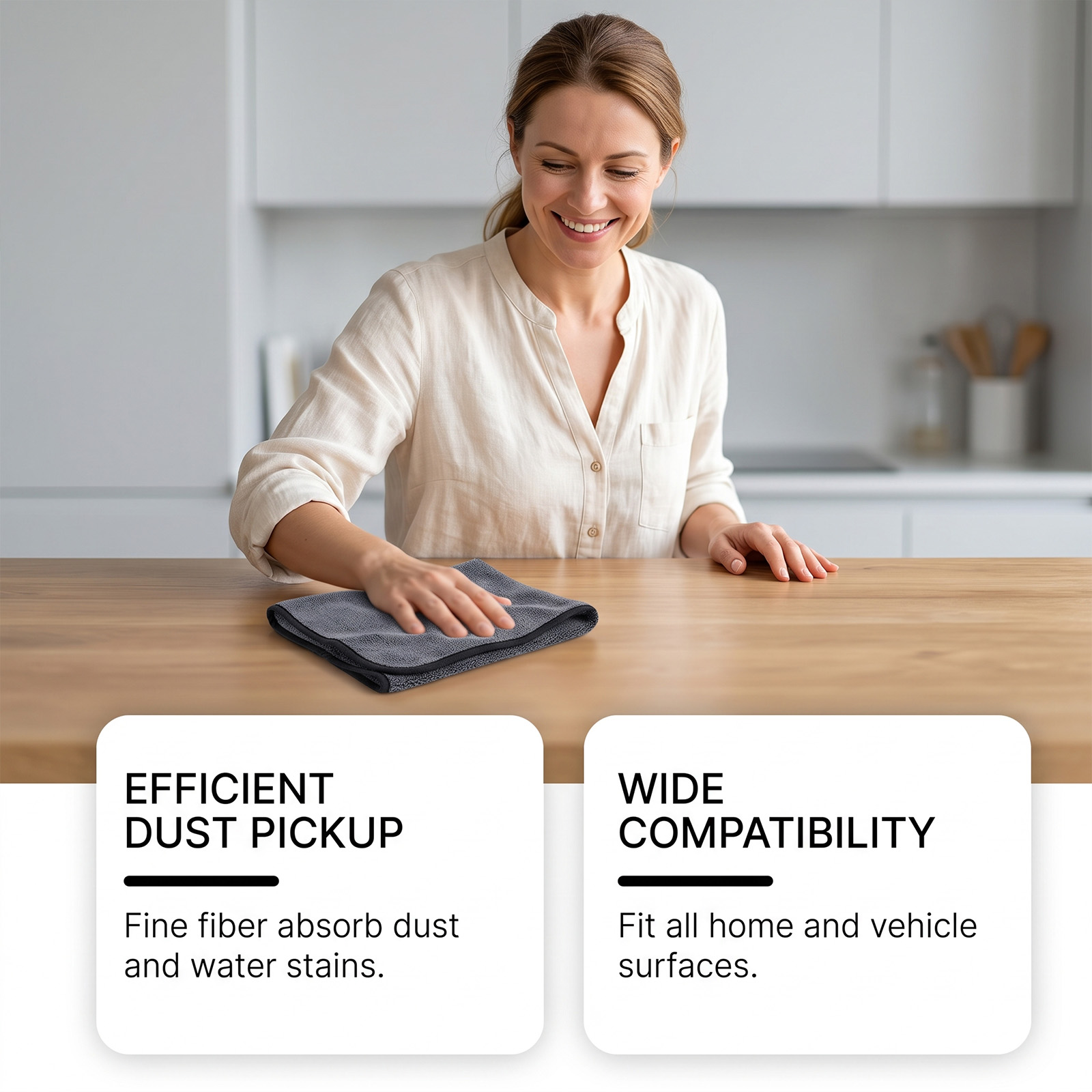 Cleaning Cloth Soft Durable Car Windshield Body Interior Leather Kitchen Stove Dining Glass Surface