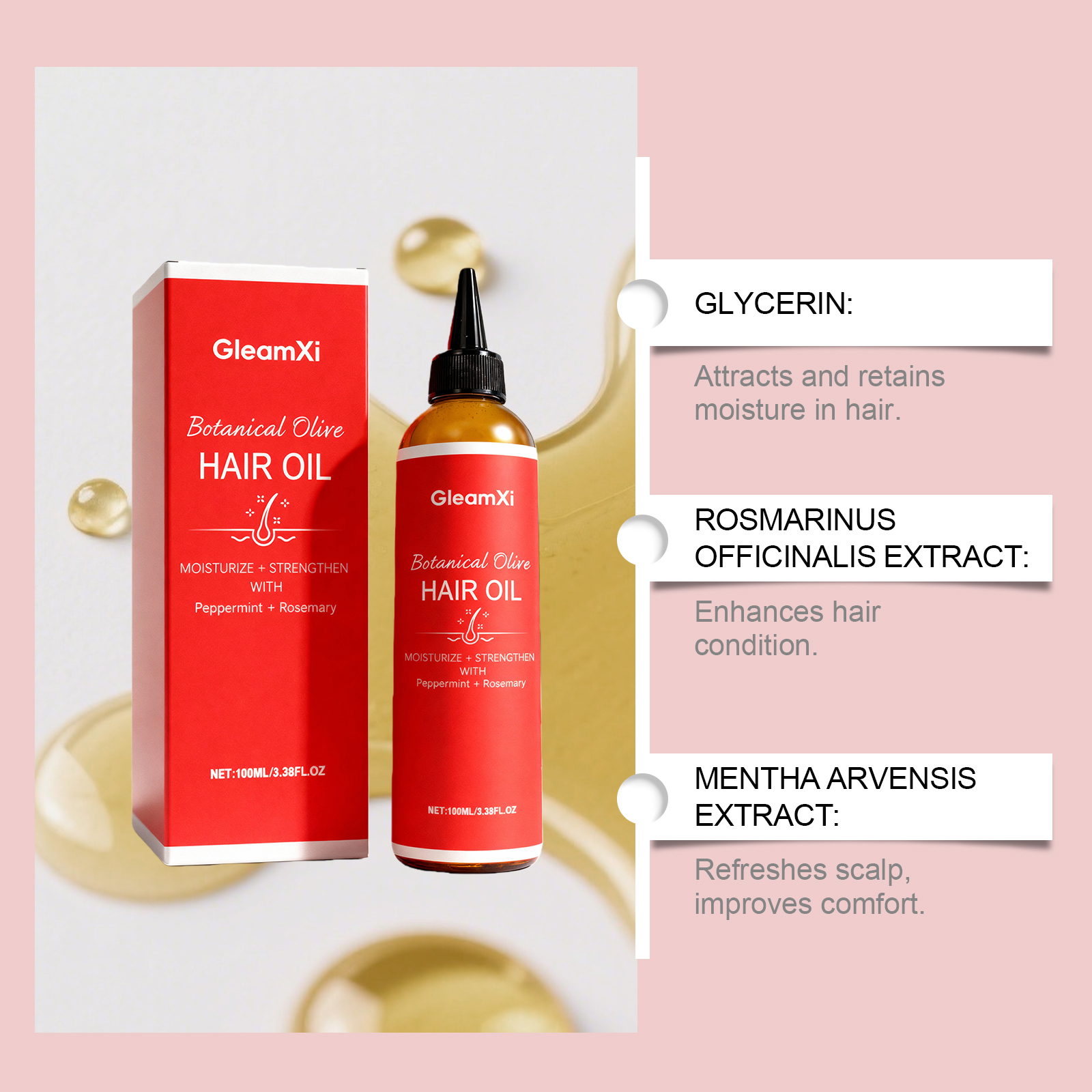 Olive Hair Care Oil Moisturizing Refreshing Nourishing Hair Natural Fluffy Smooth For Hair