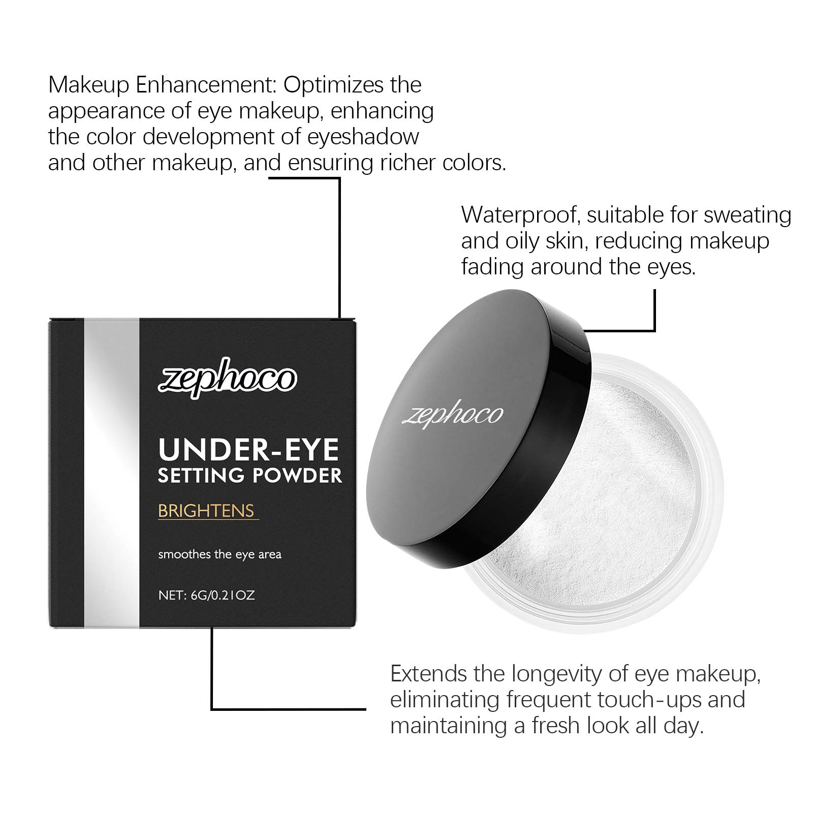 Eye Brightening Longwear Loose Powder Light Blur Pore Clear Fit Base Matte Pigment Powder
