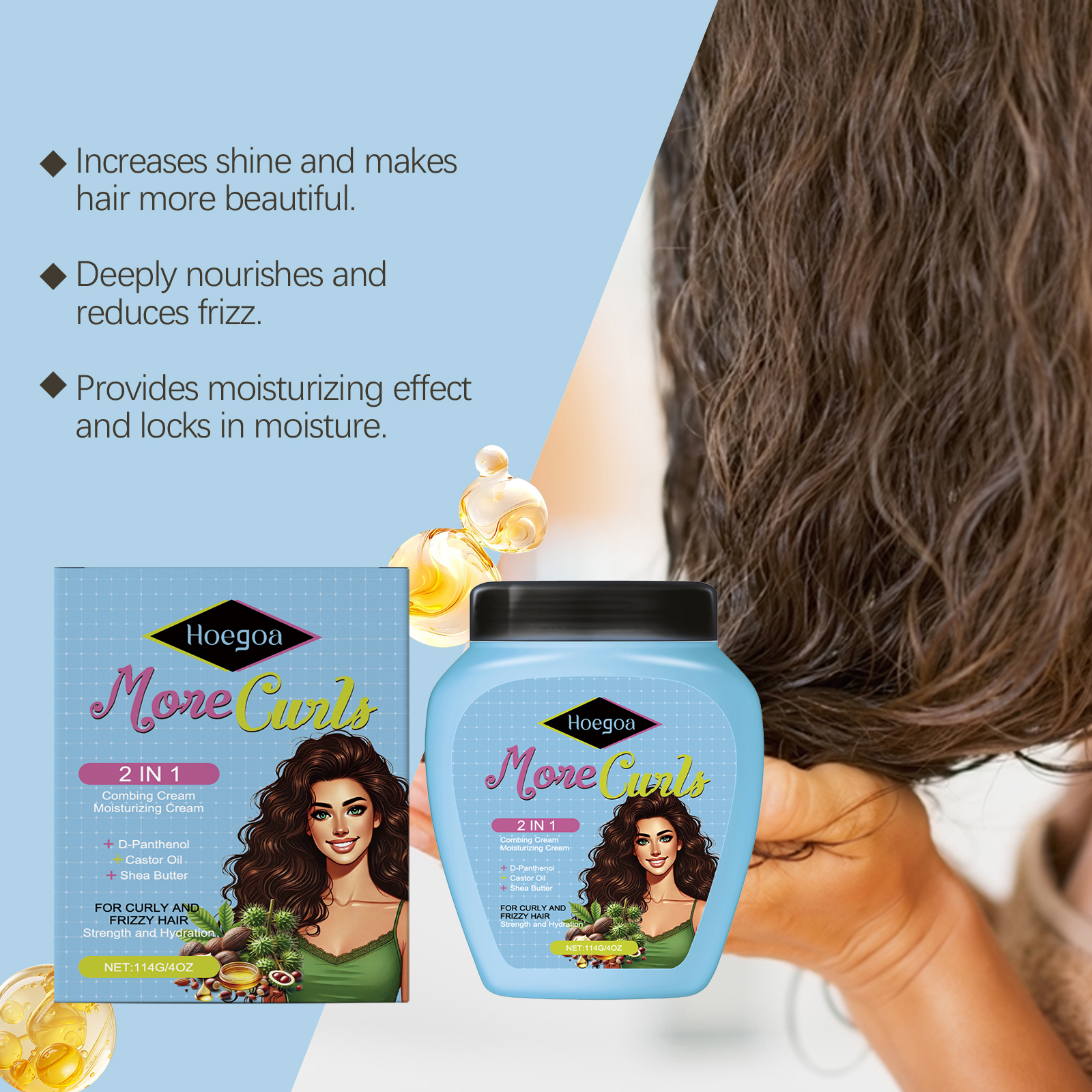 Leave In Hair Conditioner Light Improves Dry Frizzy Hair Softens Refreshing Nourishes Hair