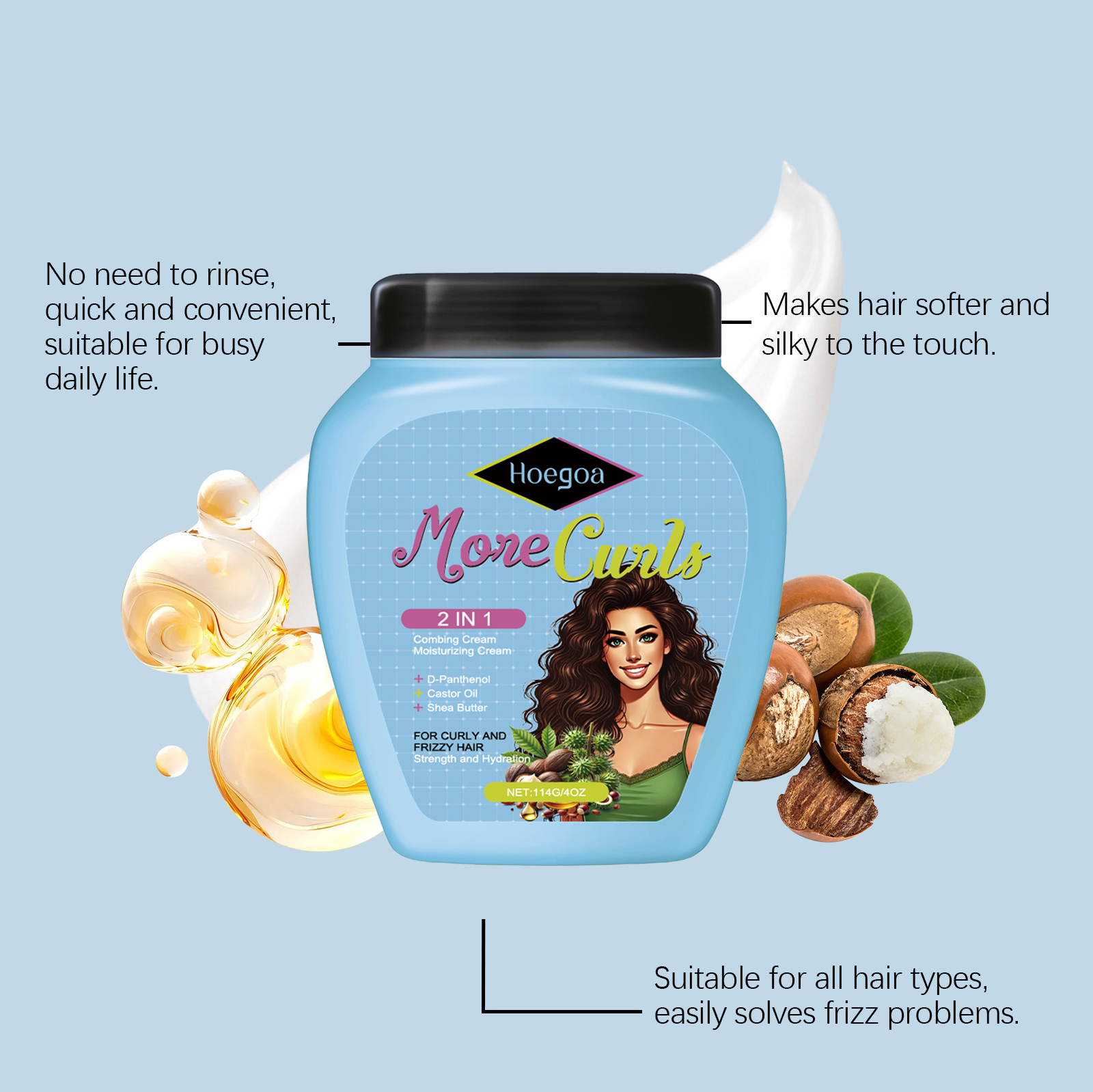 Leave In Hair Conditioner Light Improves Dry Frizzy Hair Softens Refreshing Nourishes Hair