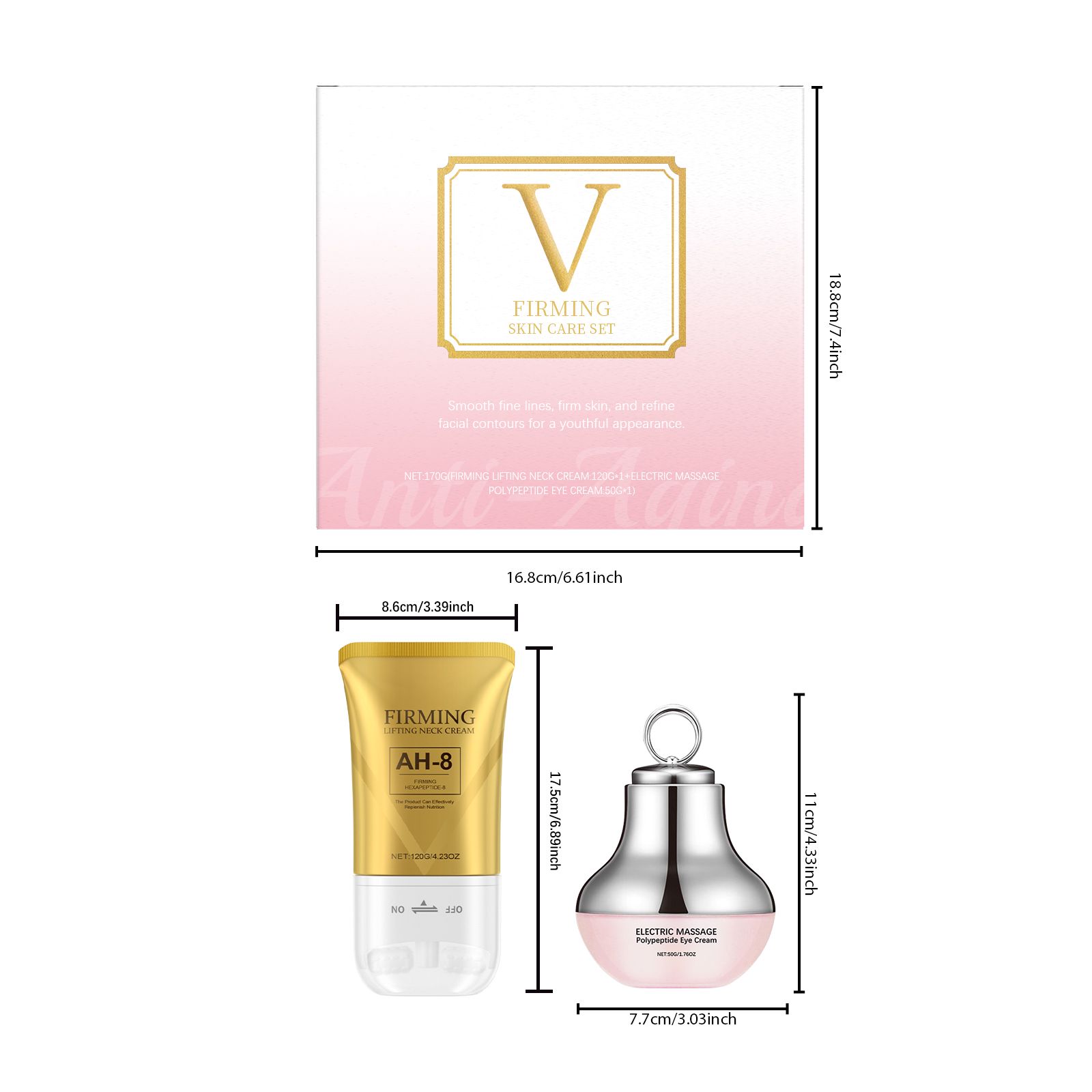 Eye And Neck Care Set With Electric Peptide Eye Cream And Neck Cream For Firming Massage