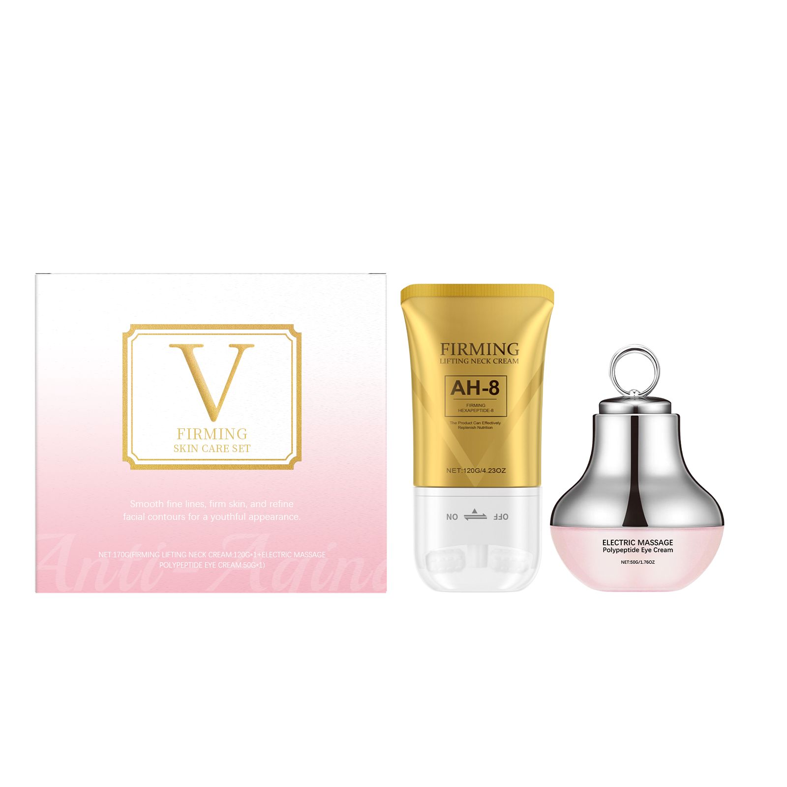 Eye And Neck Care Set With Electric Peptide Eye Cream And Neck Cream For Firming Massage