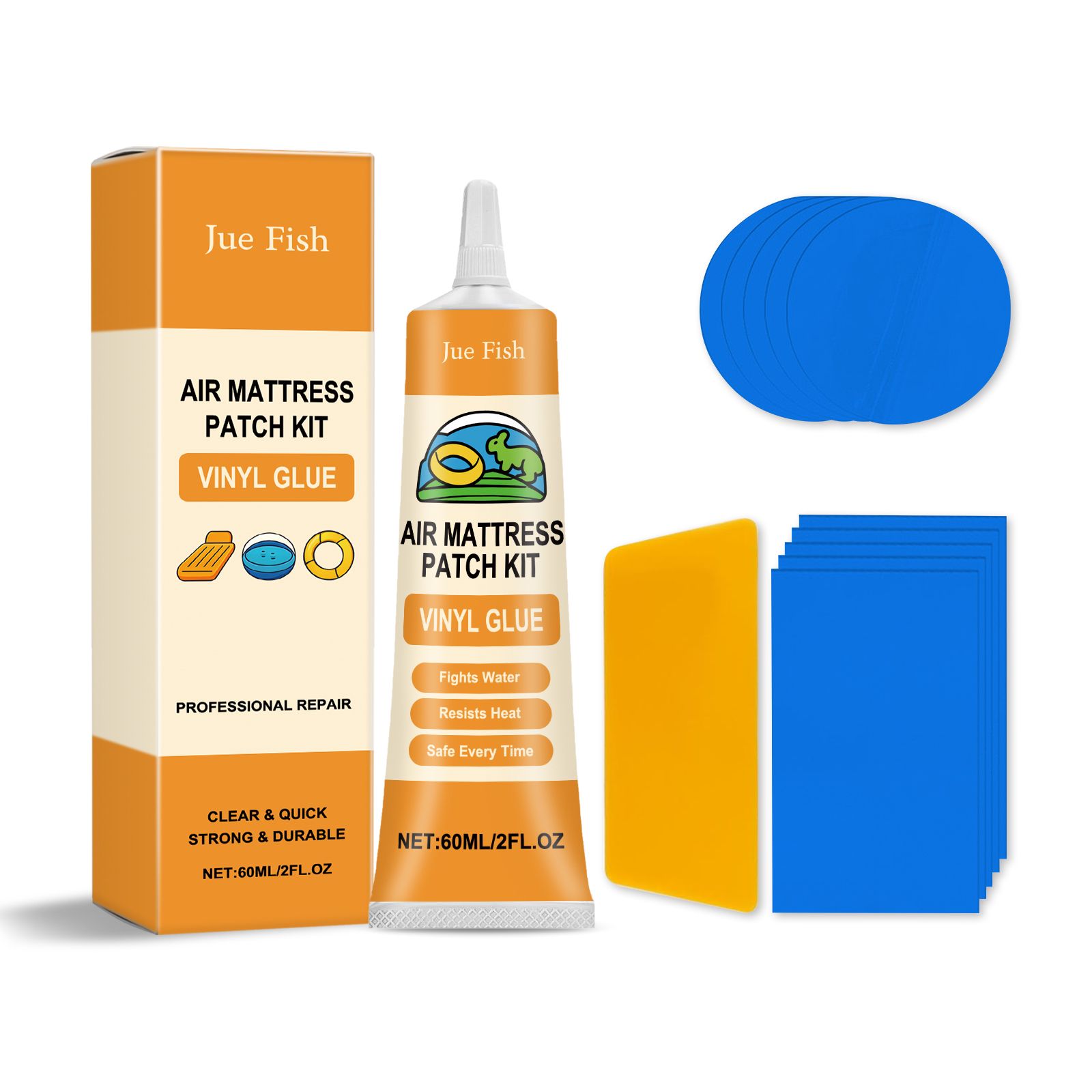 Inflatable Mattress Repair Kit With Vinyl Adhesive Patches For Home And Camping Use