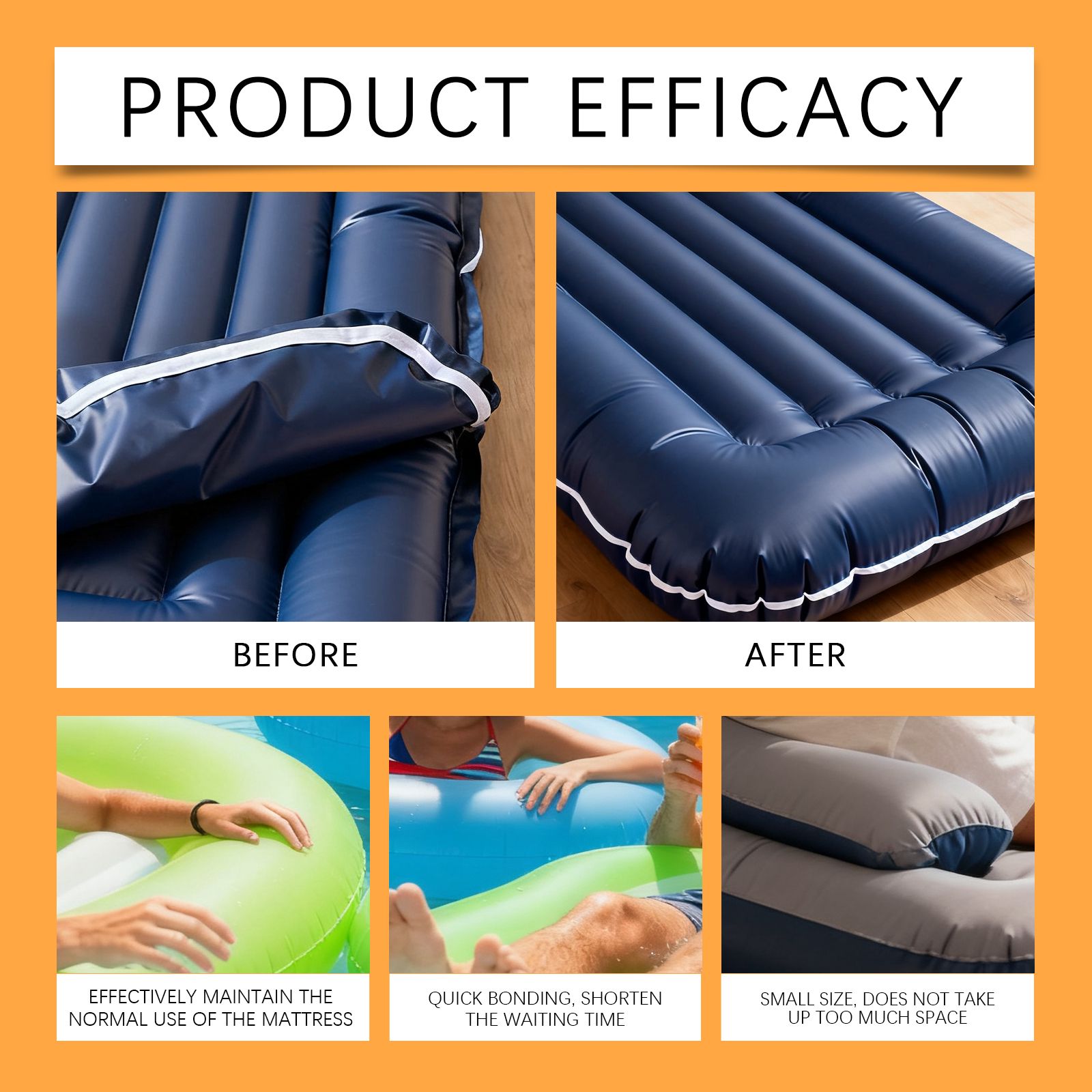 Inflatable Mattress Repair Kit With Vinyl Adhesive Patches For Home And Camping Use