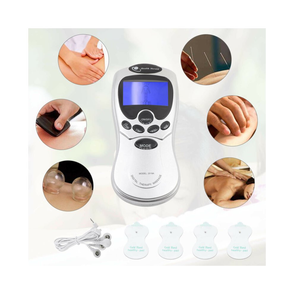 Tens Machine Digital Therapy Full Massager 8 Mode Large Display Ems Acupuncture Muscle Stimulator Machine for Pain Relief Back Neck Muscle and Joint