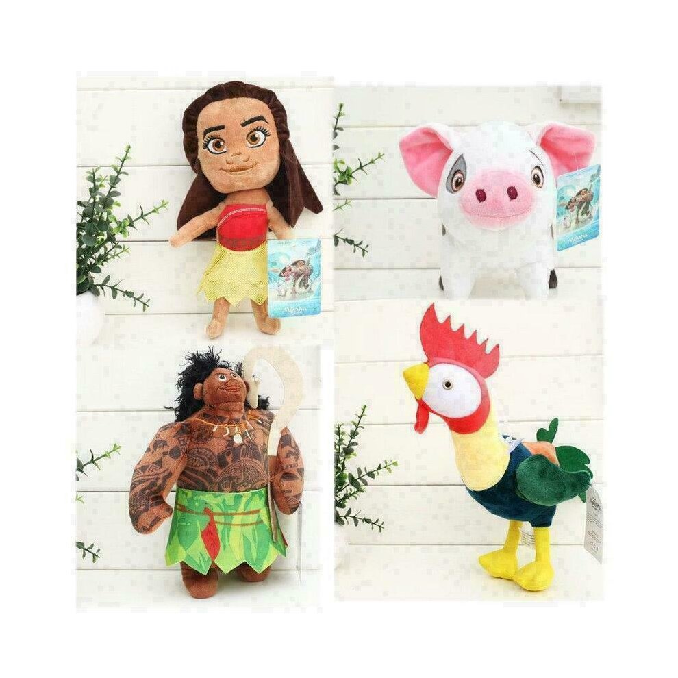 4PCS/SET Moana Movie Maui Pua Heihei Cartoon Soft Plush Kids Doll Toy
