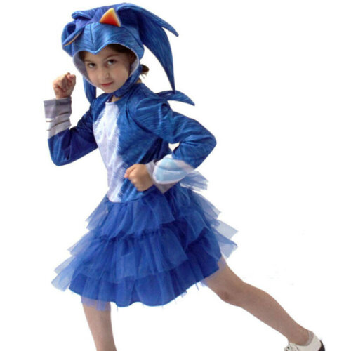 Halloween Girl Sonic The Hedgehog Cosplay Costume Fancy Dress Up Jumpsuit Outfits Kids Cosplay Clothing and Dress Stage Childrens Costume
