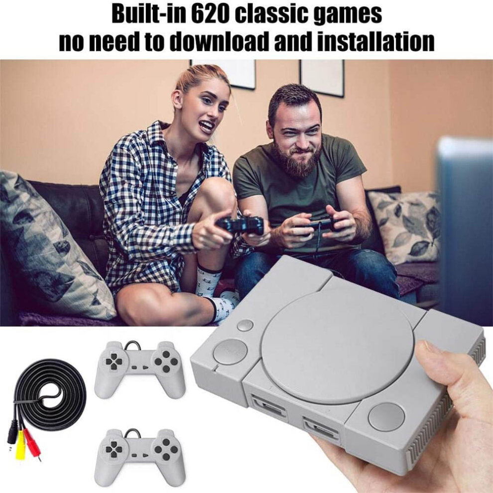 Classic Game Console PS1 Mini Retro Double Battle Game Gamepad Video Game Machine with 620 Classic Games Entertainment System for Home Games Lovers