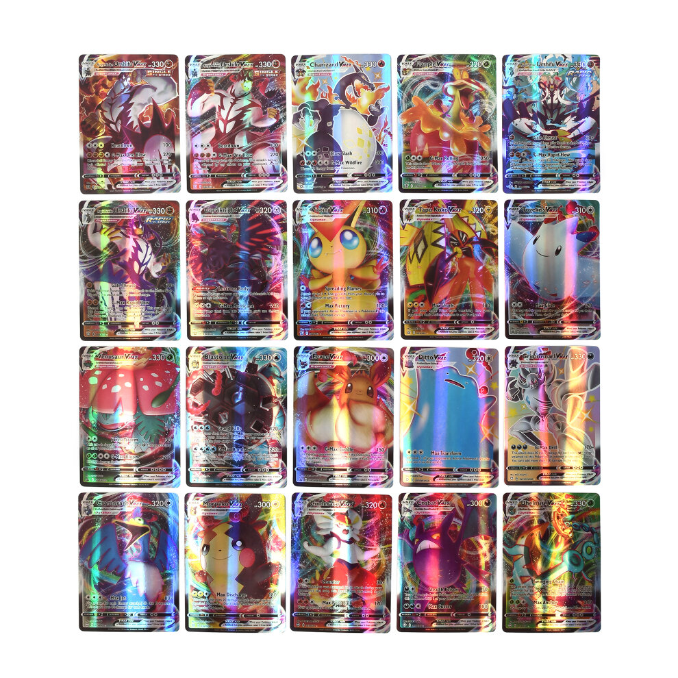 Pokemon Cards Ultra Shining English Game Collection Card Game  100 Pieces Vmax Flash Cards Kids Collection Toys Christmas Gifts for Kids and Fans