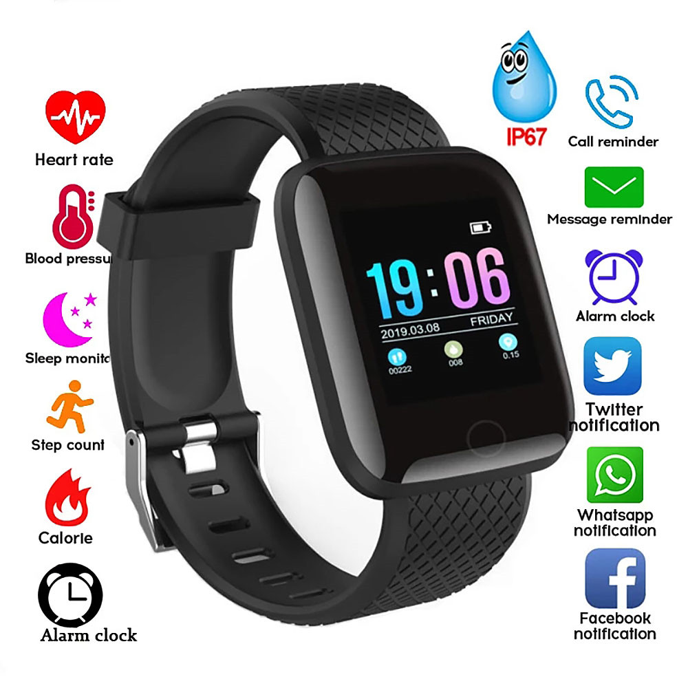 Bluetooth Smart Watch Fitness Tracker 1.44 Touch Screen Waterproof Smartwatch Sports for iOS Android Black