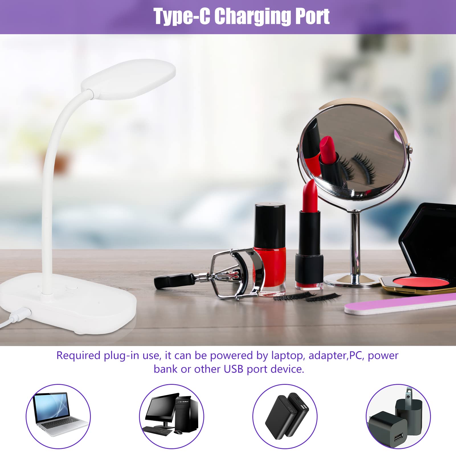 LED Nail Lamp Rechargeable Cordless UV Mini Nail Dryer Portable Nail Tips Glue Curing Lamp Manicure Table Model 12W Rotatable 60s USB Charing Timer Quick Dry for Home DIY Salon