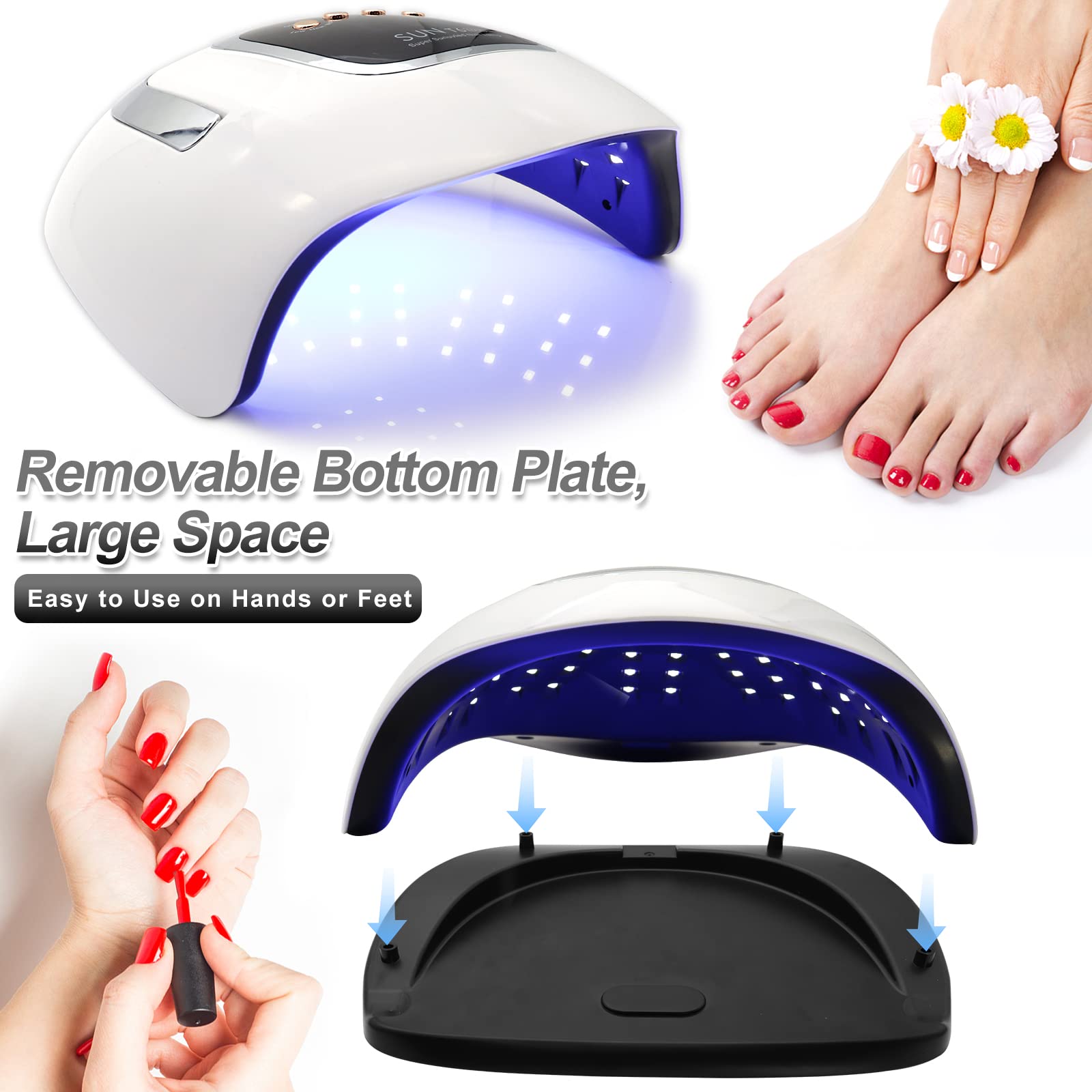 UV Nail Lamp Led Gel Nail Lamps Nail Dryer UV Lamps DIY Manicure Salon Tools 220W for Gel Nails 4 Timers with Auto Sensor