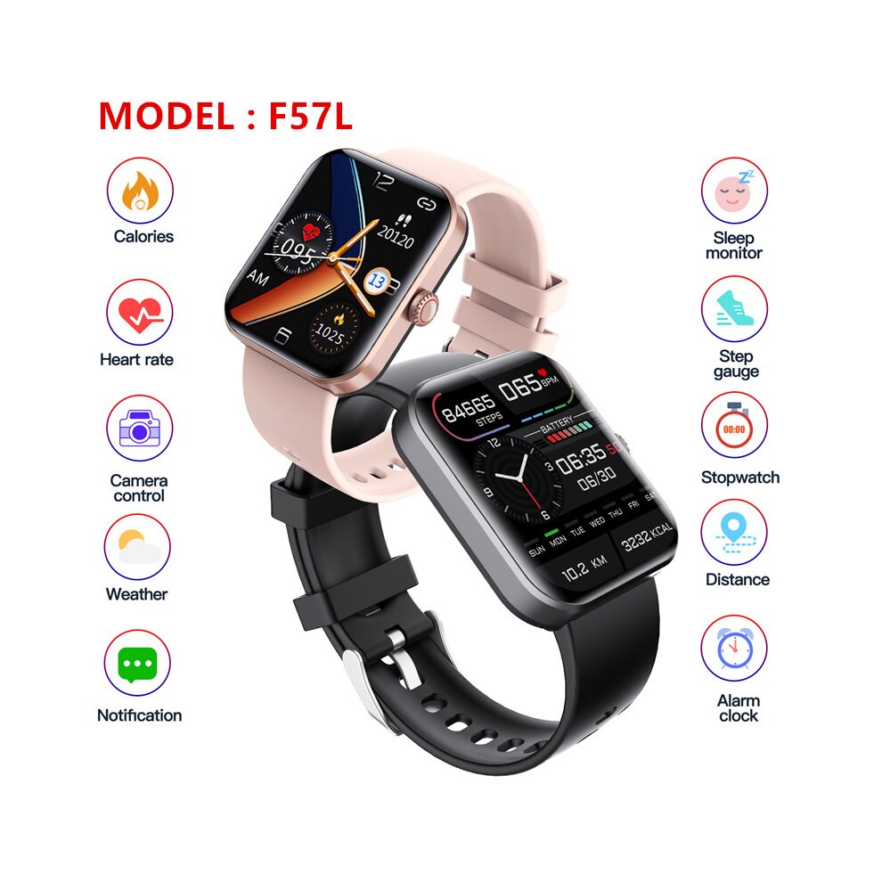 24 Hour Heart Rate Blood Smart Watch Glucose Blood Pressure Temperature Monitoring Black