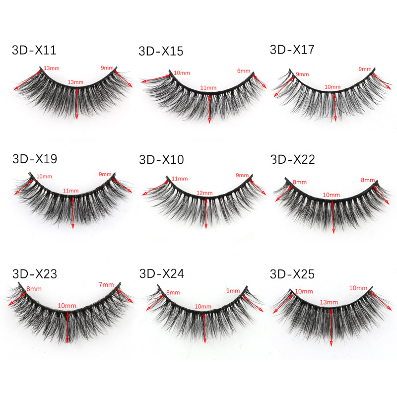 (3D~X01) Mink Eyelashes Natural Long 3D False Lashes Soft Faux Fake Lashes Beauty Makeup Tool Eyelash Extension 10 Pairs