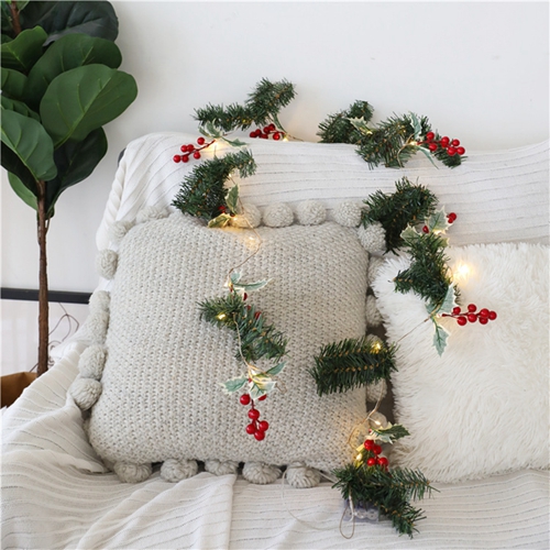 20 LED Wreaths Garlands Decorations Pine Cones Pine Leaves Red Berries Garland for Stairs Fireplaces Window Christmas Wedding Party Indoor Outdoor