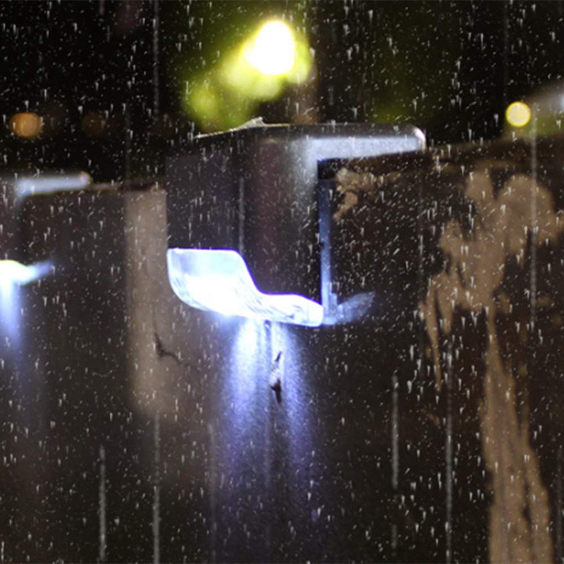 (Warm White) 4Pcs LED Solar Path Stair Lights Outdoor Garden Yard Fence Wall Landscape Lamp Solar Light for Stair Courtyard