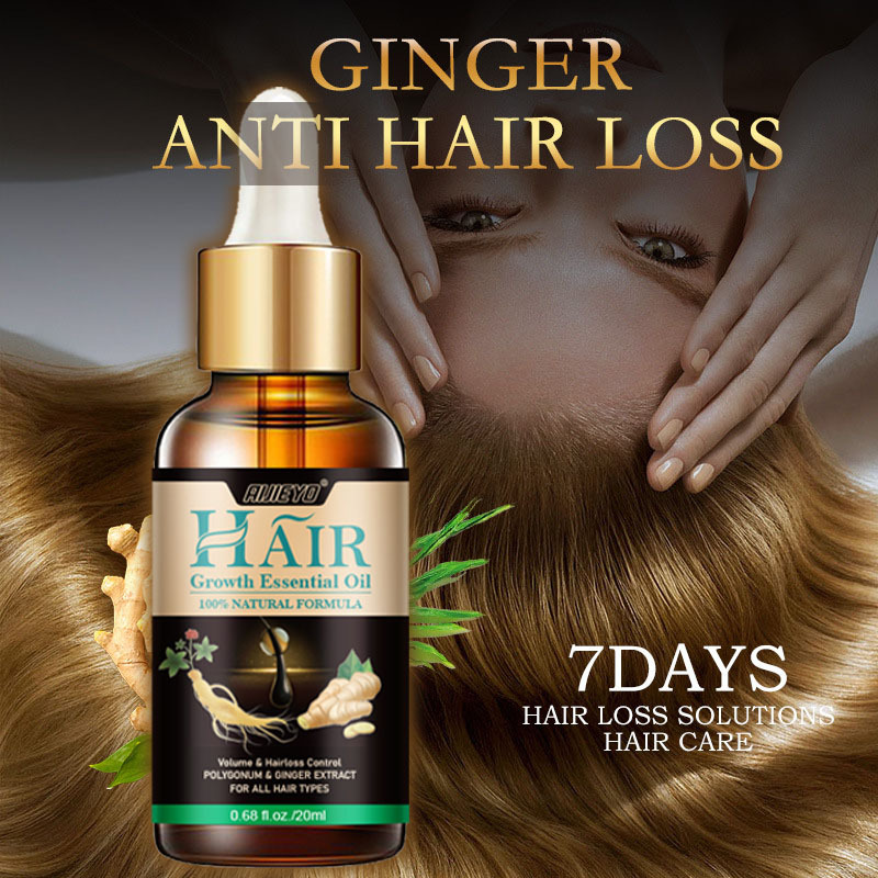 Hair Growth Essential Oil Ginger Hair Lost Solution Serums Fast Scalp Hair Care Treatment For Men Women 20ml