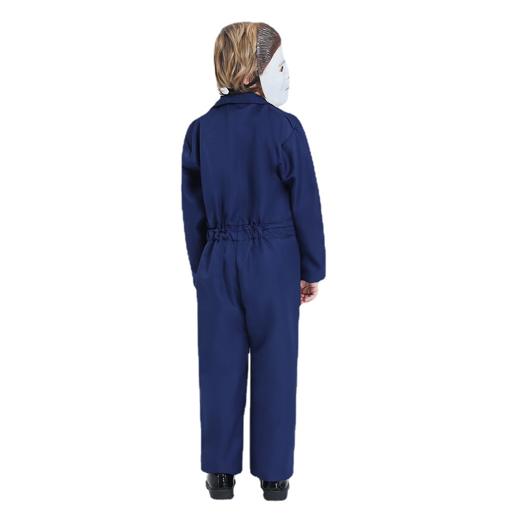 (130~140cm) Michael Myers Halloween Costume for Kids Halloween Scary Cosplay Costume Party Props