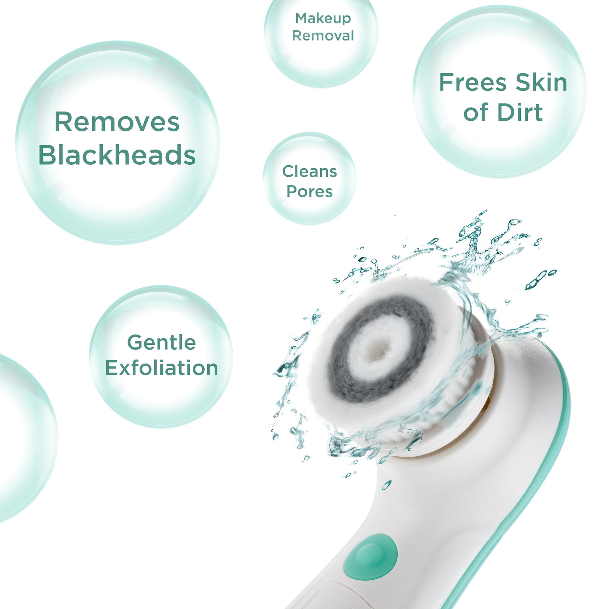 Waterproof Facial Cleansing Spin Brush Face Spa System Advanced Microdermabrasion Gentle Exfoliation and Deep Scrubbing with 3 Exfoliating Brush Heads