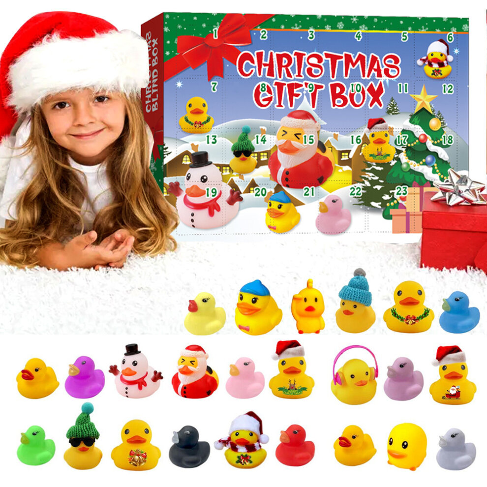 Christmas Countdown Advent Calendar 24 Rubber Ducks for Boys Girls and Toddlers Kid Toys Xmas Party Gifts