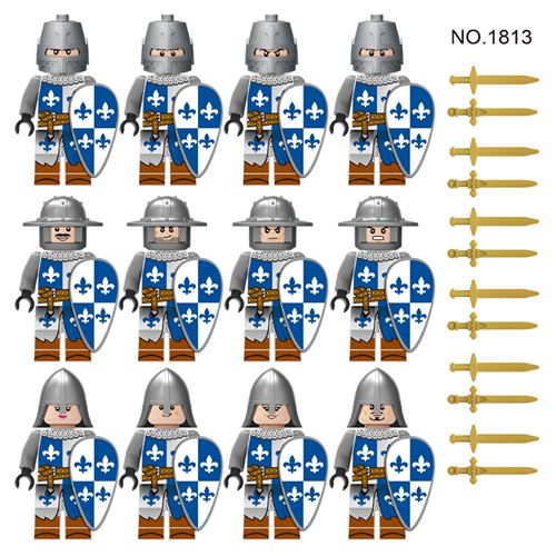 12pcs Medieval Knights Military Soldiers Building Blocks of Ancient Castles Mini Figures Fits Lego