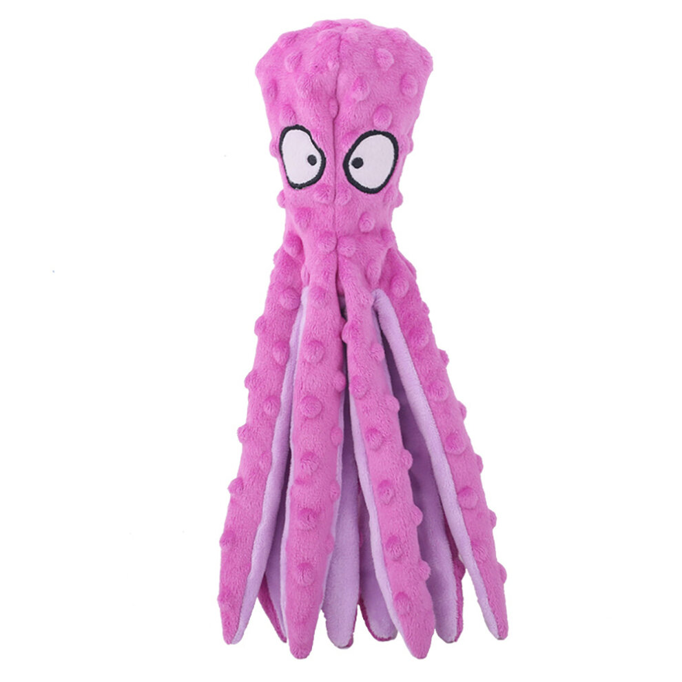 (Blue) Squeaky Dog Interactive Play Toy,No Stuffing Octopus Dog Chew Toy with Crinkle Paper for Medium and Large Dog Playing