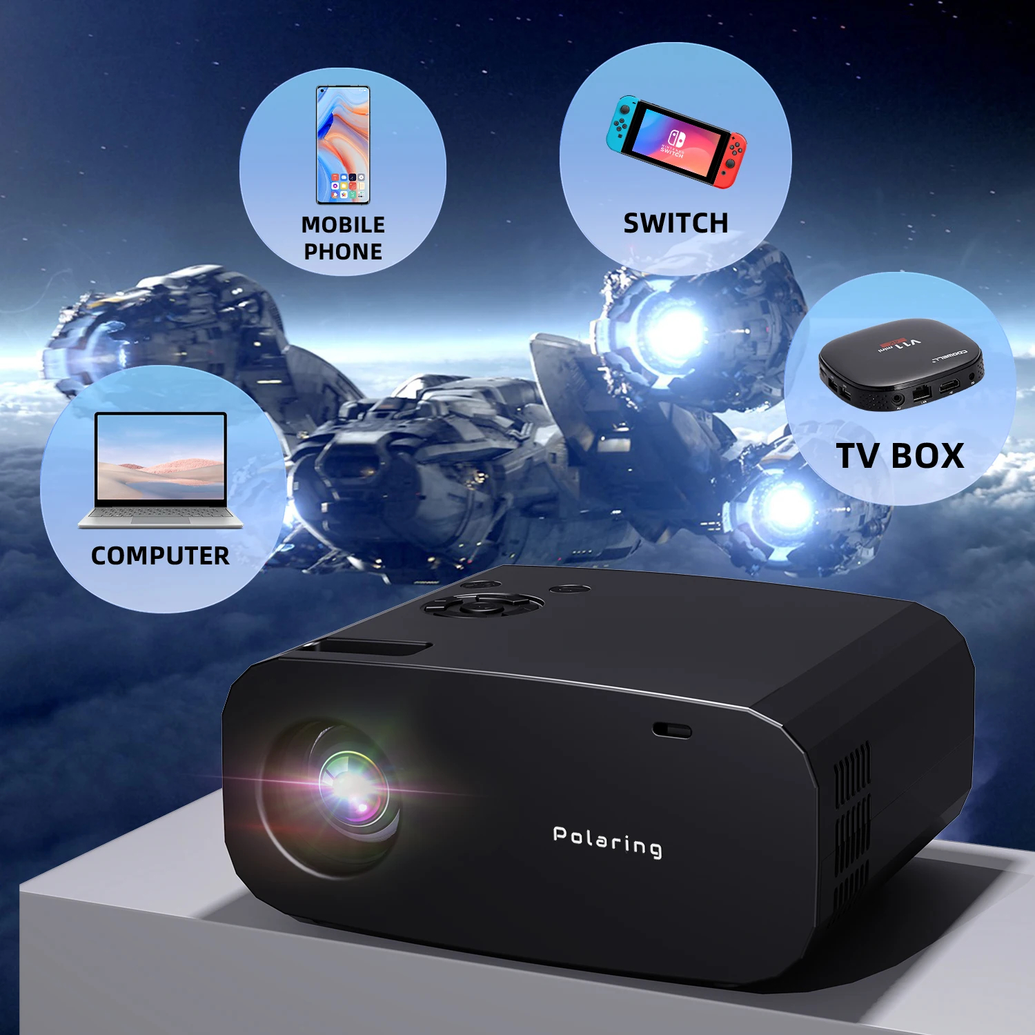 16G 1080P Projector Android Wifi BT Camera Home Proyector UK