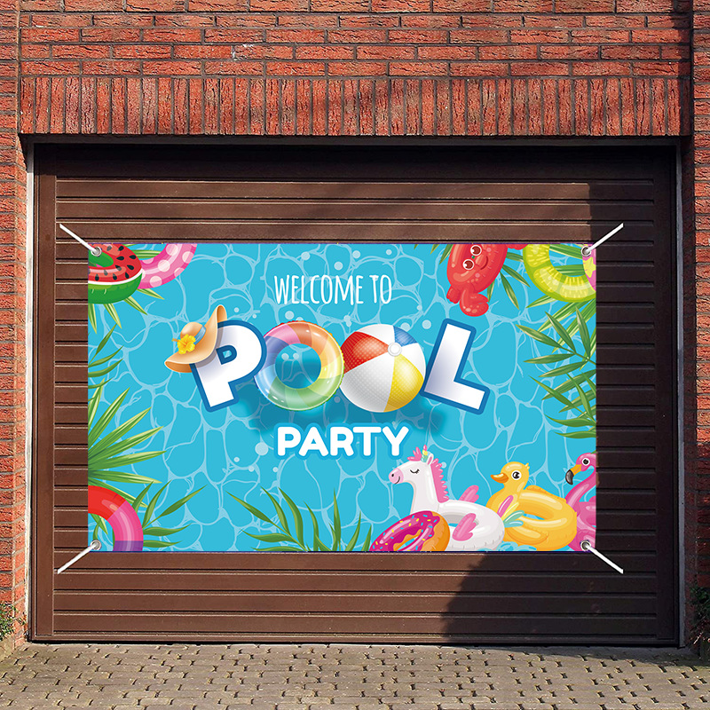 Happy Birthday Banner Pool Party Banner for Pool Party Decorations Pool Birthday Party Decorations Sign