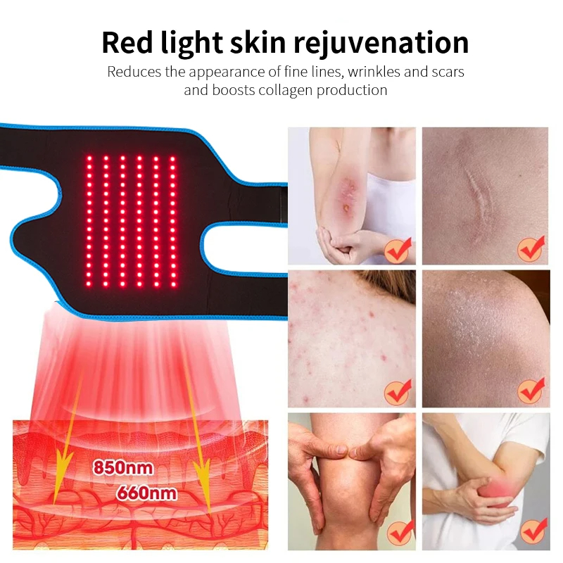 (Grey) LED Light  Infrared Therapy for Knee and Elbow Protection Home  Wearable Therapy Pad for Joint Pain and Shoulder Protection