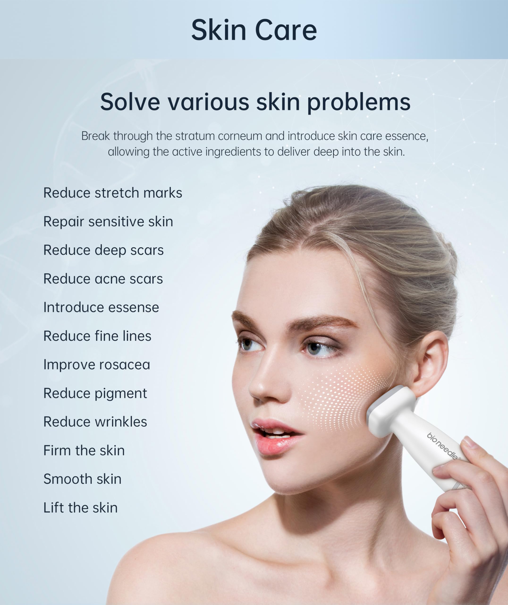 Dr. Pen Bioneedle Derma Stamp Adjustable 0~2mm 120 Pins Derma Stamp Microneedling Derma Roller for Hair Beard Growth Loss Shrink Pores Brighten Skin Tone
