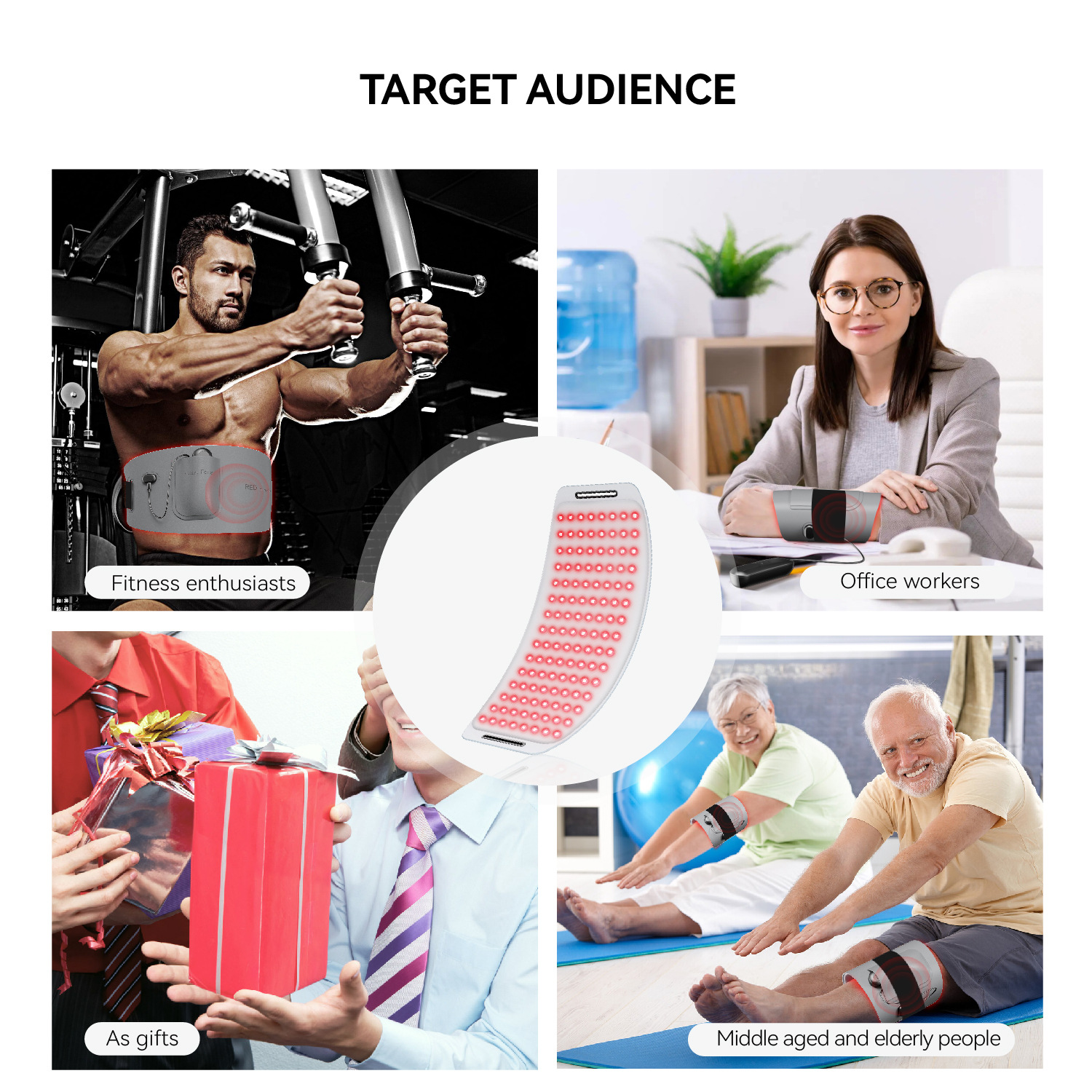 (Grey) LED Red Light Near Infrared Therapy Mask LED Light Machine Honeycomb Matrix Anti-scalding Light Source Wireless