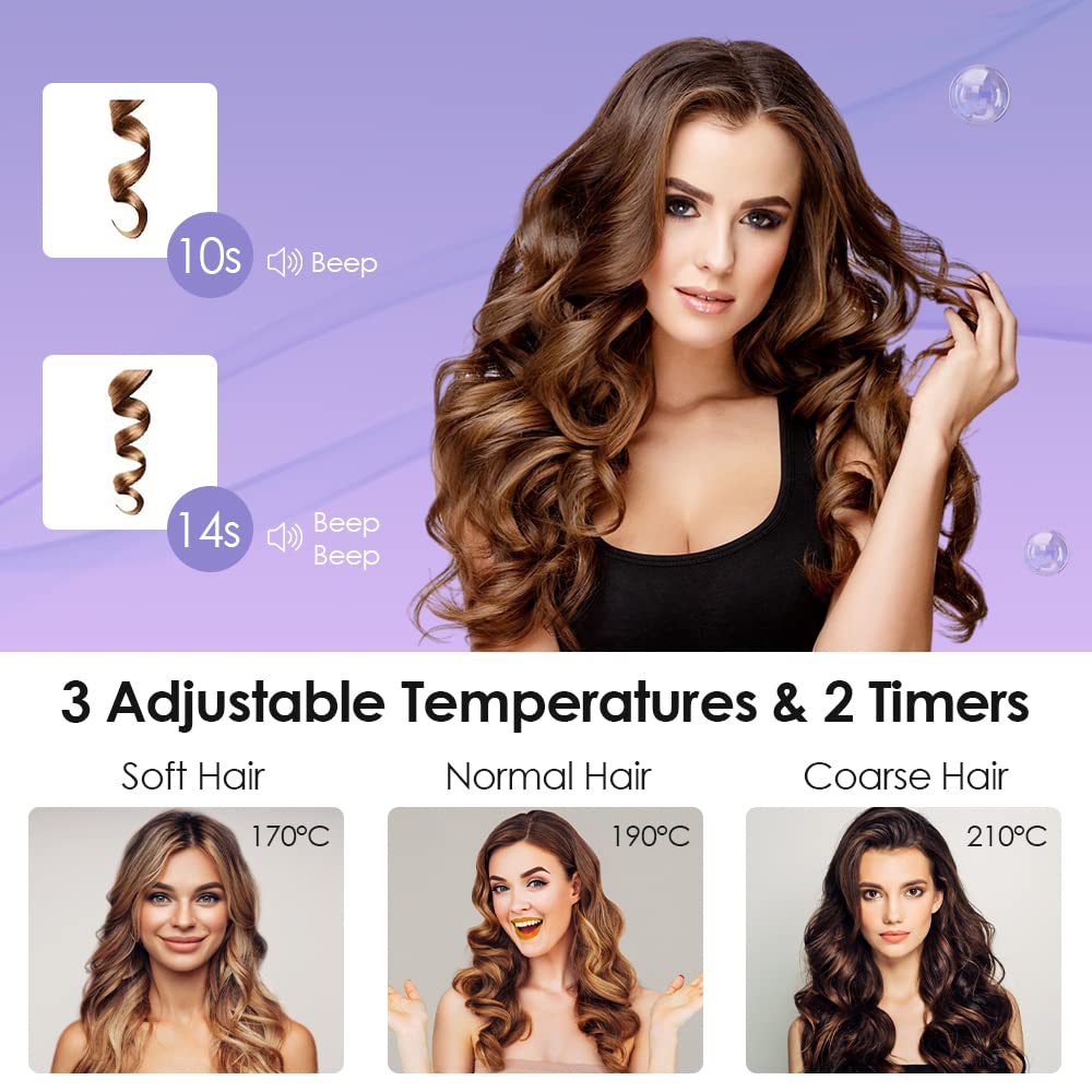 Curling Tongs 32mm 360° Rotating Automatic Hair Curlers Wand for Long Hair 3-Levels Temperature Control