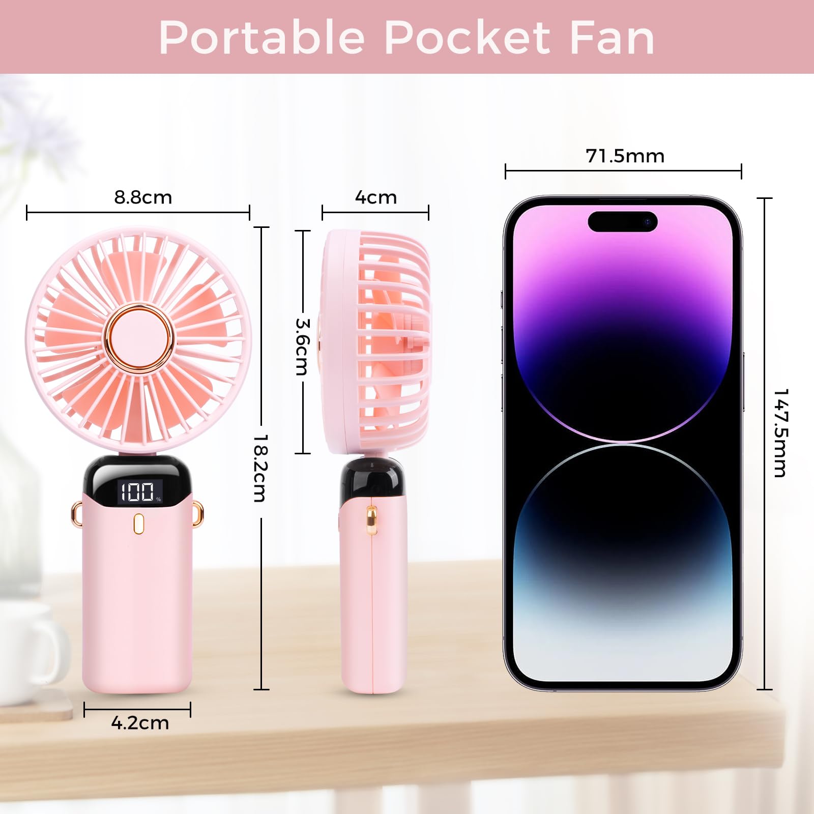 Handheld Fan Hand Held Mini Rechargeable Electric Fan Travel Fan Holiday for Kids Women Men
