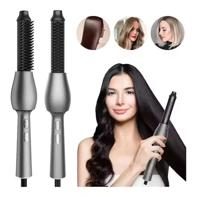 Hair Straightening Brush Ceramic Straightener Brush for All Hair Types Electric Heated Hot Hair Brush Hair Curler Travel Curling Iron Adjustable Temp