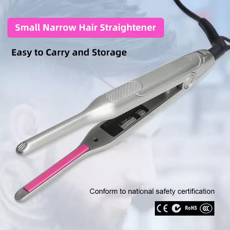 (Grey) Upgrade Pencil Straighteners Hair Straightener Slim Plate Flat Iron Ceramic Hair Curler Professional Mini Curling Iron for Women Short Hair Beard Styler