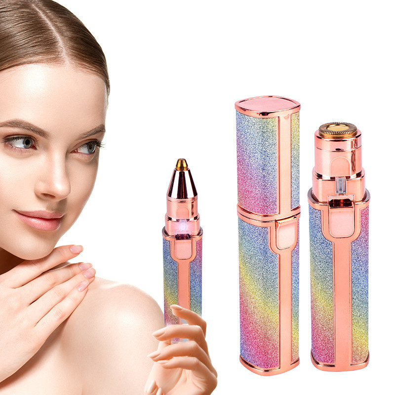 (Rainbow) 2-in-1 Rechargeable Hair Remover & Eyebrow Trimmer Portable Grooming Tool for Women