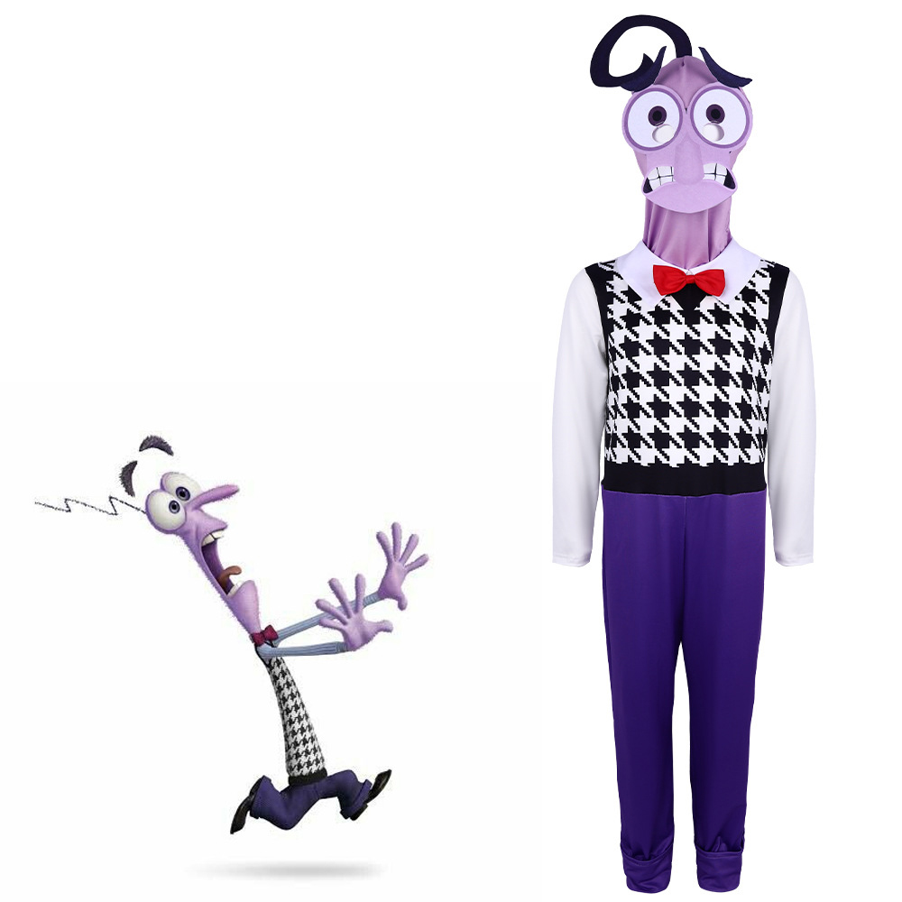 (Size 110) Disney Inside Out 2 Costumes Cartoon Fear Cosplay Costumes Kids Adult Costume Collectibles for Fans Halloween Outfits Stage Performance