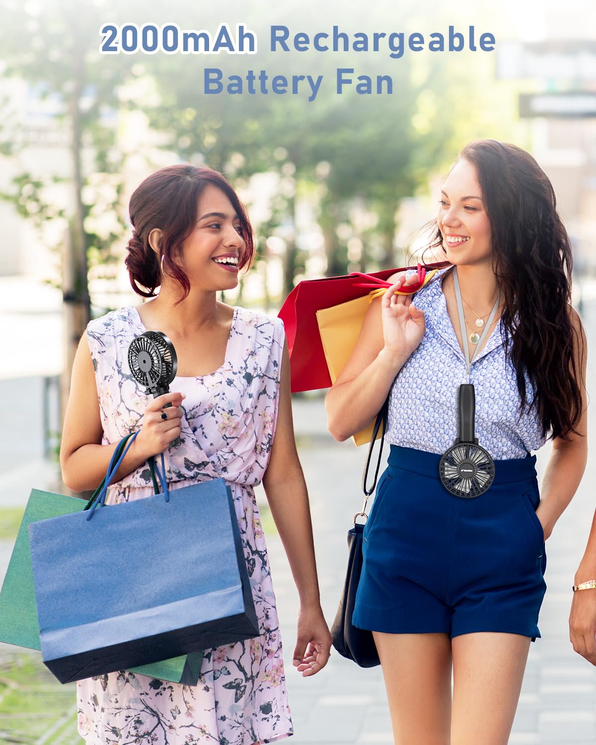 (Black) TriPole Handheld Fan Rechargeable Foldable Battery USB Fan Personal Pocket Fan 3 Speed Mini Handheld Desk Fan Adjustable Portable Fan for Indoor Camp Sport
