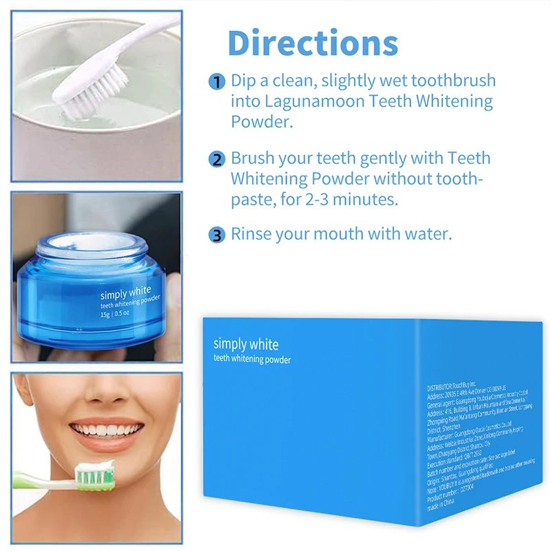 Whitening Teeth Brightening White Powder Reducing Tooth Stains Yellowing Teeth Stains Smoke Stains Dental Plaque Dental Care Teeth Whiteners